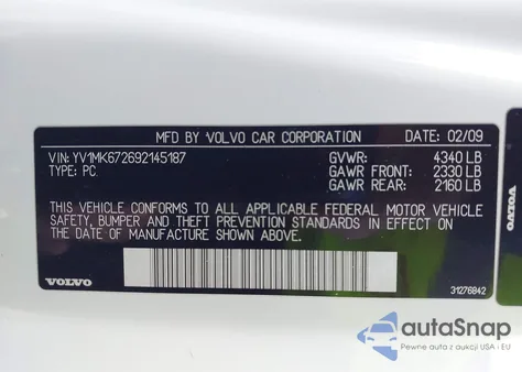 2009 Volvo C30 T5/T5 R-Design from USA, damaged, VIN YV1MK672692145187